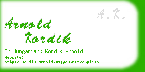 arnold kordik business card